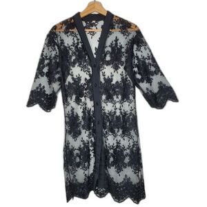 RETRO Black Lace Goth Industrial Kimono Size Small